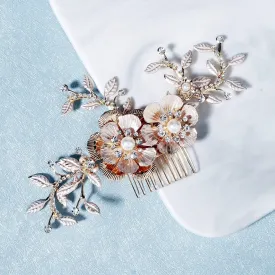"Laine" - Gold Pearl Bridal Hair Comb