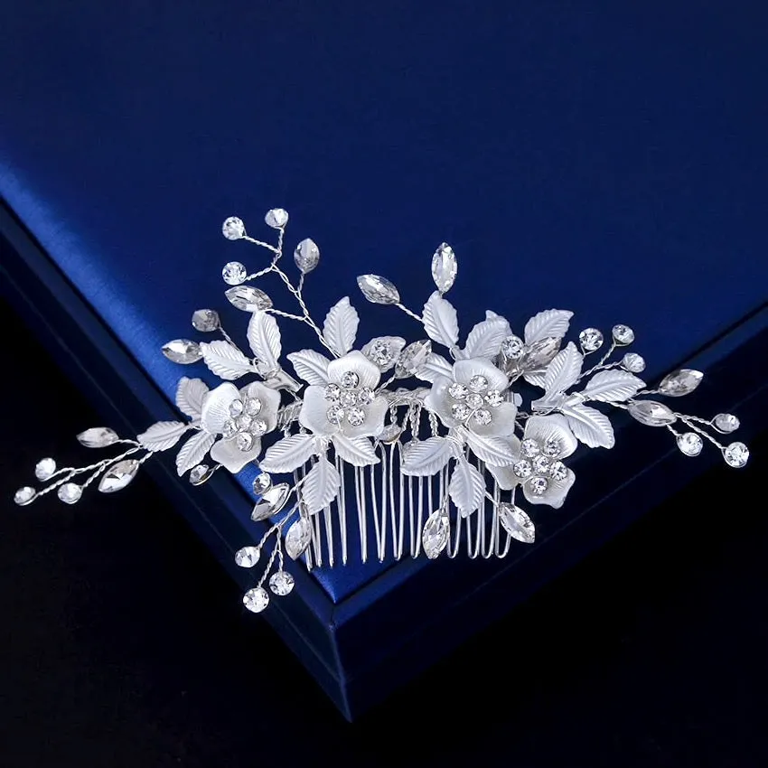 "Myra" - Floral Bridal Hair Comb - Available in Silver and Rose Gold