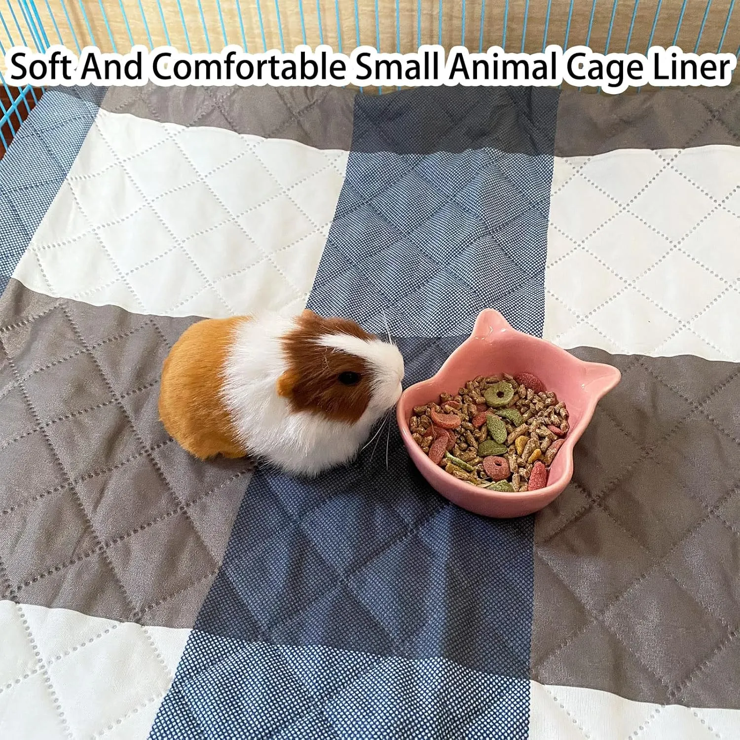 Rabbit Cage Liners, Guinea Pig Bedding Pads Bunny Cage mats Waterproof Reusable Washable Small Animals Cage Liner (2Pcs) (Medium Size)