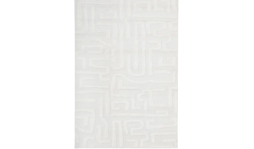 Seda White Abstract Lines Maze Rug