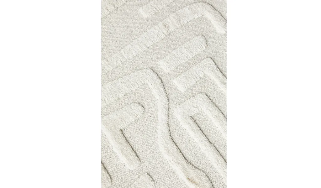 Seda White Abstract Lines Maze Rug