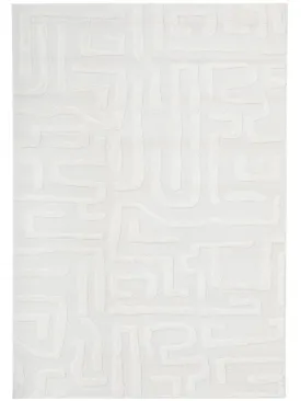 Seda White Abstract Lines Maze Rug