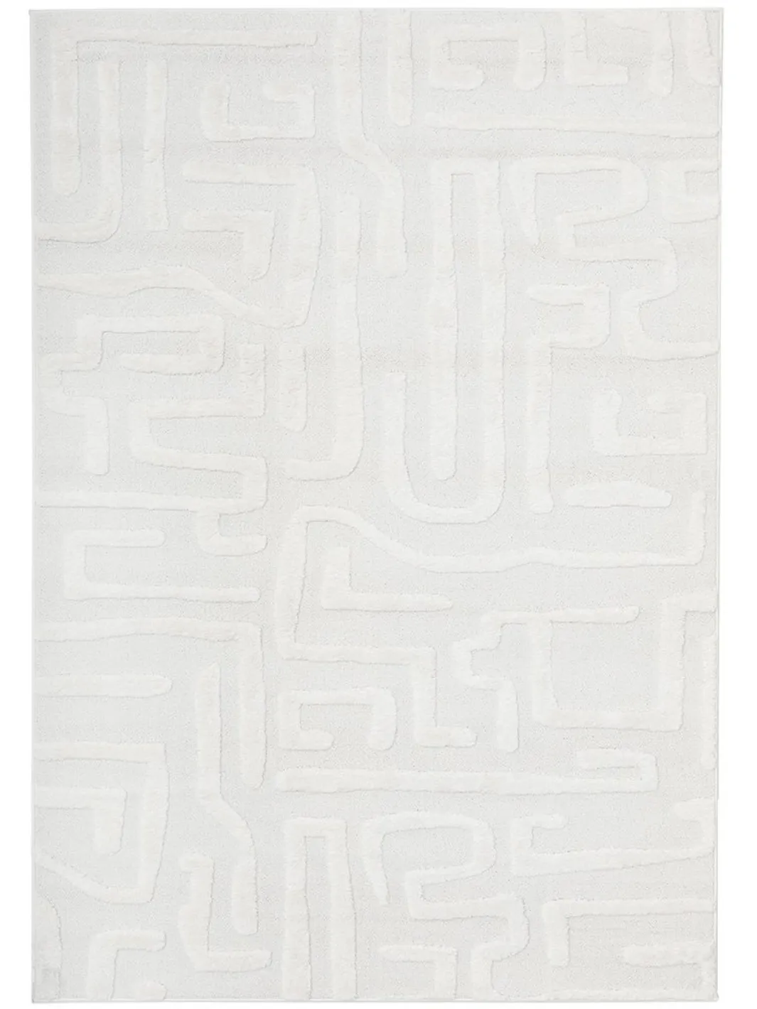 Seda White Abstract Lines Maze Rug