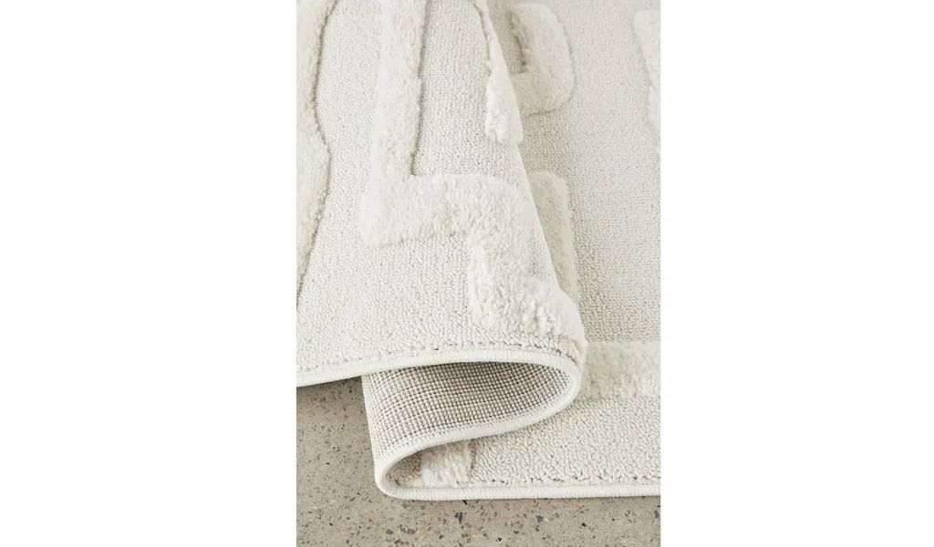 Seda White Abstract Lines Maze Rug