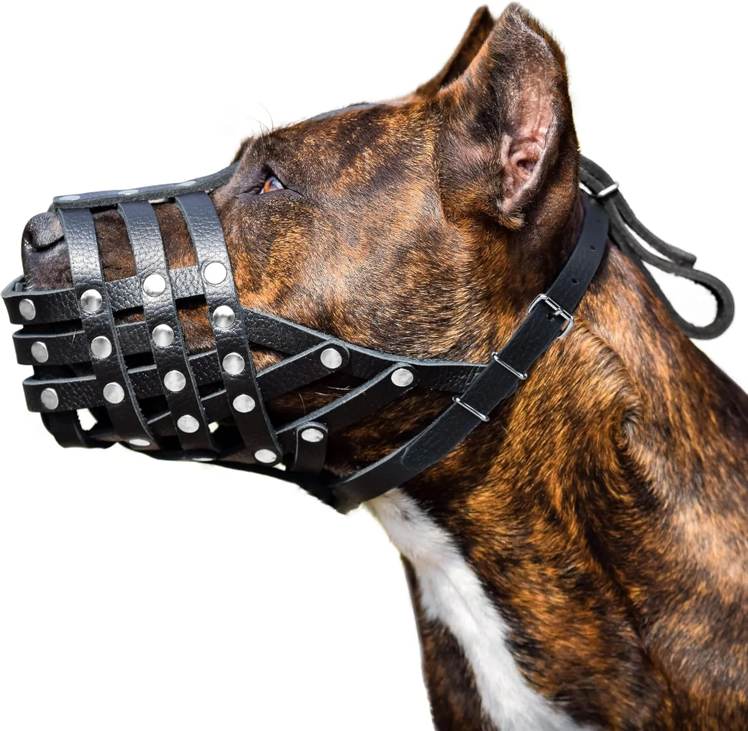 Soft Leather Dog Muzzle for Pitbulls  Dog Muzzle for Medium and Large Dogs Pitbull  Breathable Pitbull Muzzle Anti Bite  Basket Muzzle for Pitbull, Labrador, German Shepherd, Pit Bull