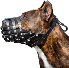 Soft Leather Dog Muzzle for Pitbulls  Dog Muzzle for Medium and Large Dogs Pitbull  Breathable Pitbull Muzzle Anti Bite  Basket Muzzle for Pitbull, Labrador, German Shepherd, Pit Bull