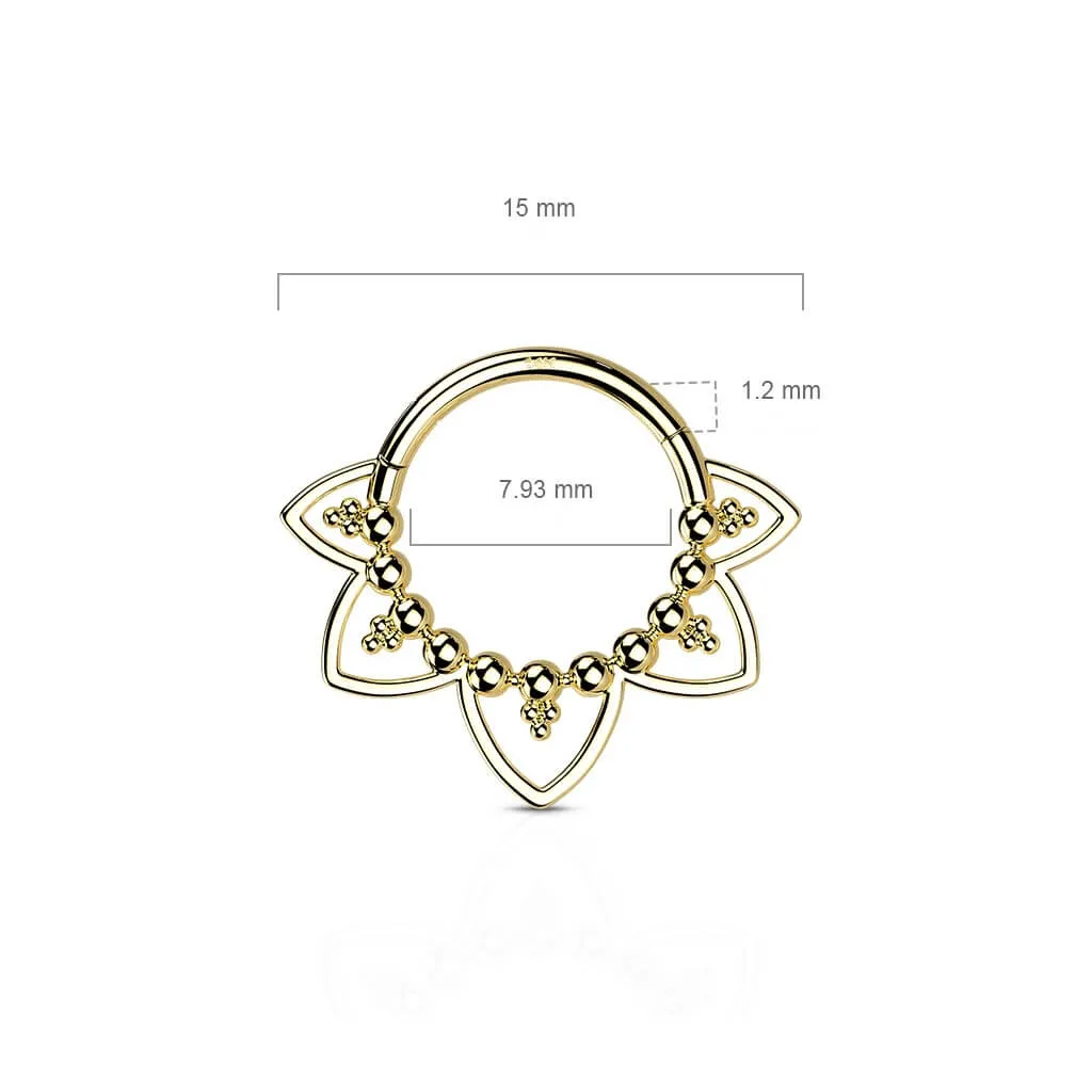 Solid Gold 14 Carat Ring Heart ornamentation Clicker