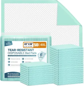 Tear-Resistant Chucks Pads Disposable 48" x 36" Underpads Extra Large Incontinence Bed Pads Heavy Duty Absorbency Chux Pads Pee Pads for Adult Elderly Puppy Pads for Training, 20 Pads