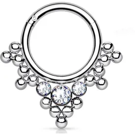 Titanium Ring Ball Zirconia Silver Clicker