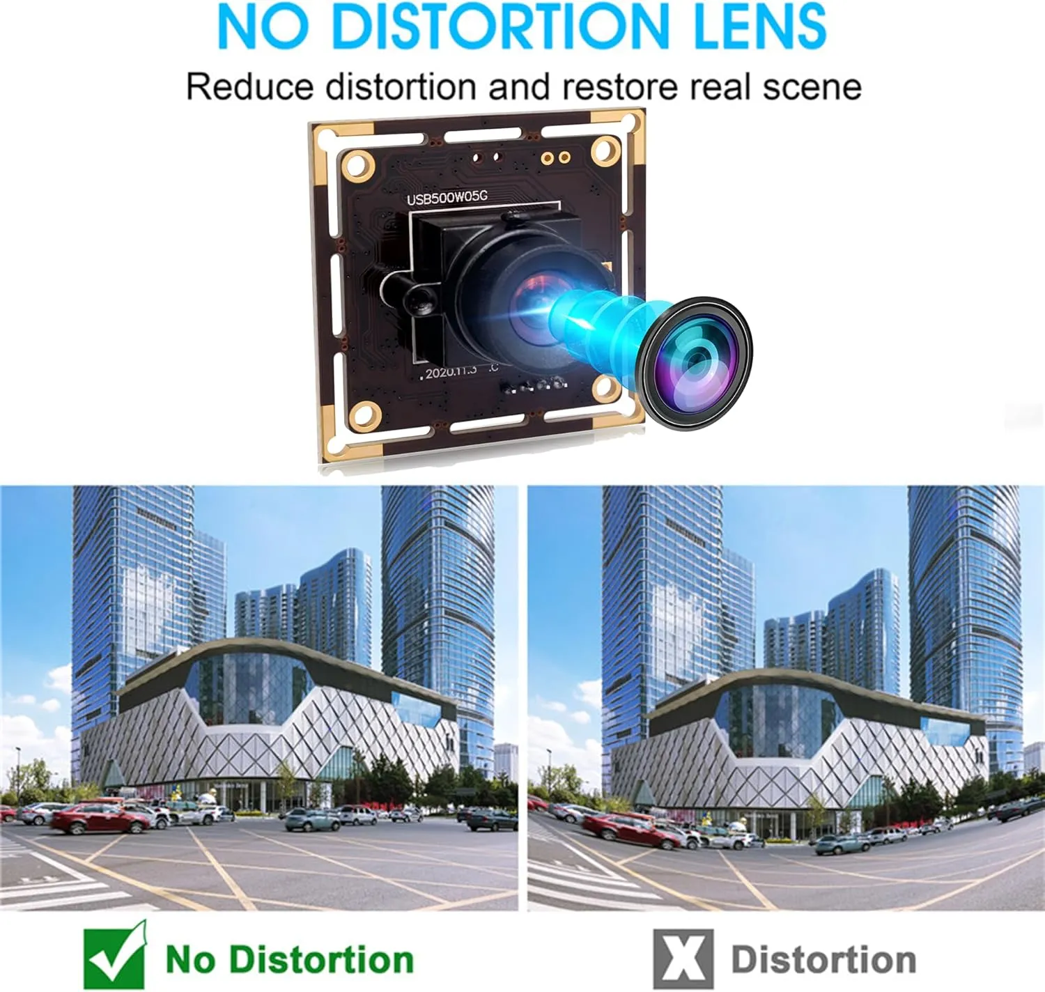 USB Camera 5MP Webcam with 100 Degree No Distortion Lens Camera Module for Raspberry Pi Camera UVC USB2.0 Video Lightburn Webcam Board Plug and Play for Windows, Linux, Android and Mac OS