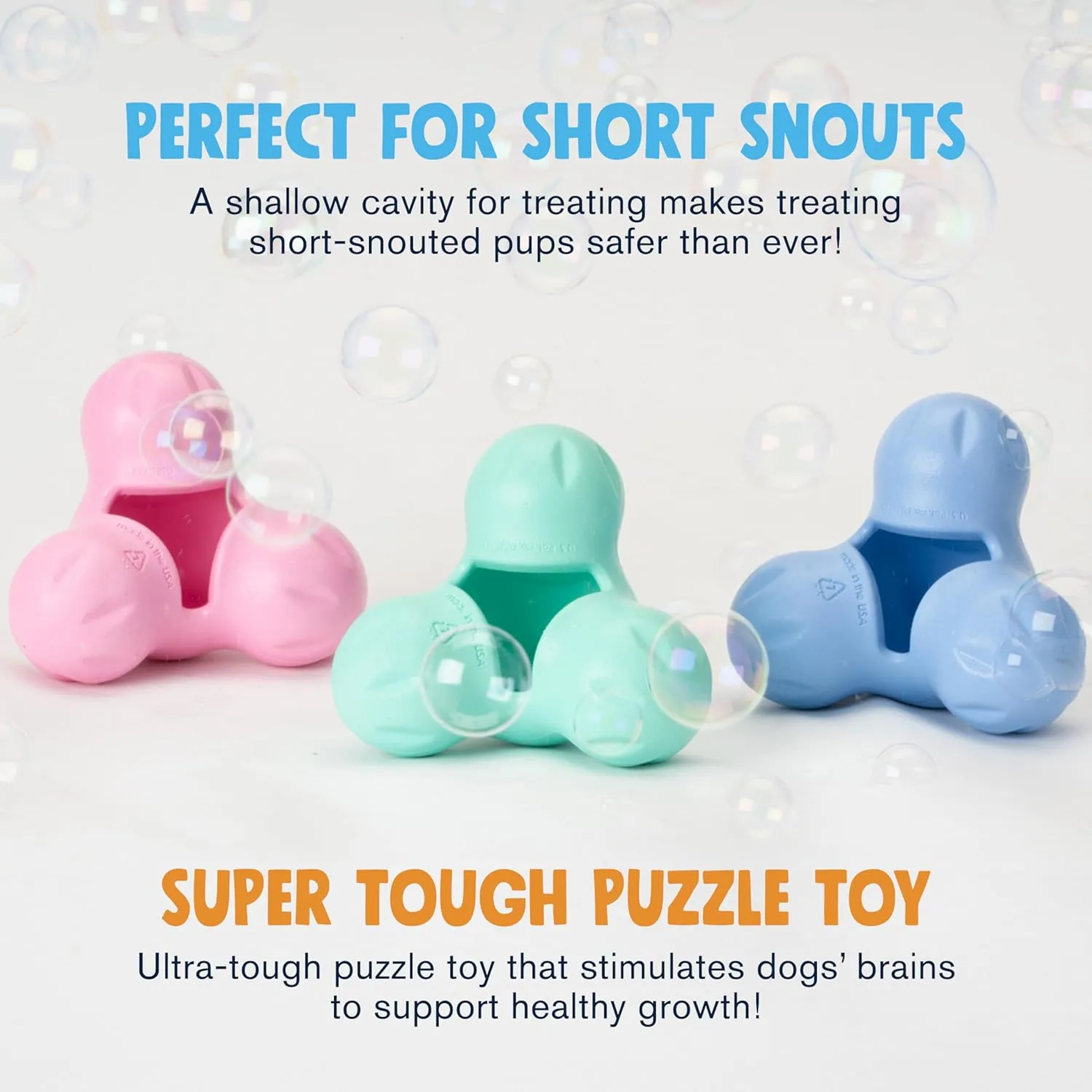 WEST PAW Zogoflex Tux Treat Dispensing Dog Chew Toy  Interactive Chewing Toy for Dogs  Dog Games for Aggressive Chewers, Fetch, Catch  Holds Kibble, Treats, Small 4",Periwinkle