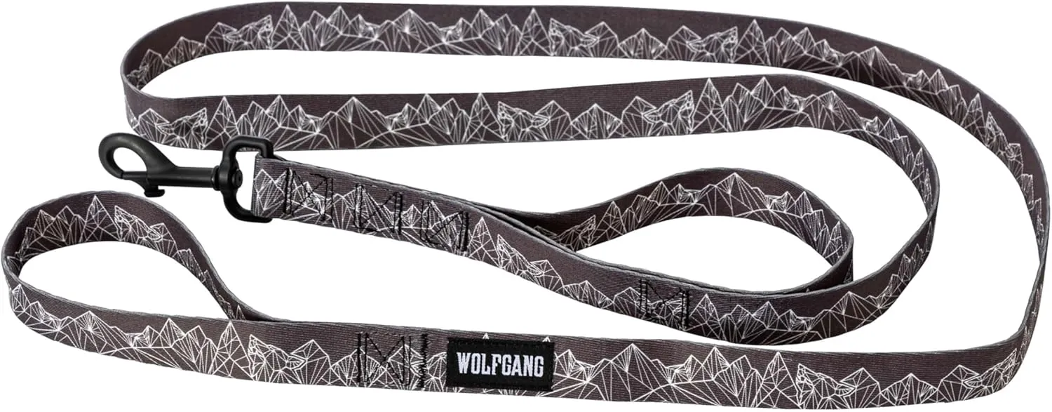 Wolfgang Heavy Duty Dog Leash, Pull-Tested to Over 800 lbs for Walking & Training, WolfMountain Print, Dual-Handle Large